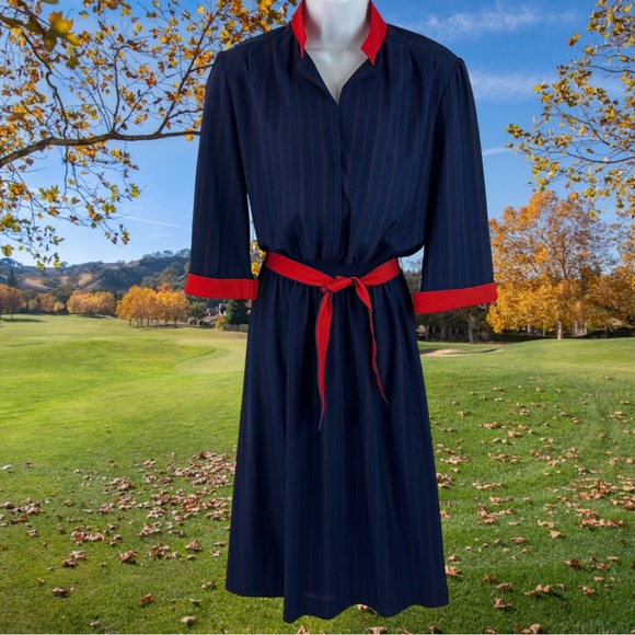 Vintage LeHigh 3/4 Sleeve Dress w/ Shoulder Pads Size *18 - Picture 2 of 13